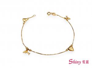 14K玫瑰金海豚手鍊 0.50錢 16.5CM