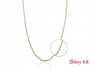 14K金雙色細軟麻花項鍊 0.73錢 46CM