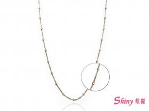 14K金雙色極細珠珠項鍊 0.62錢 40CM