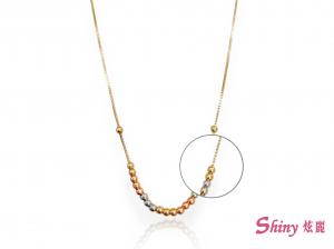 14K金三色珠珠套鍊 0.77錢 40CM