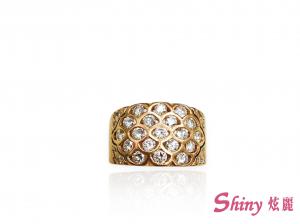 精選二手良品14K玫瑰金華麗鑽石戒指 #17