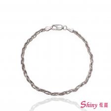 18K白K金交織手鍊 16CM