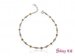 18K金雙色精緻腳鍊 1錢 23+3CM