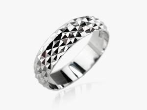 18K白K金刻花戒 0.89錢 國際圍14號