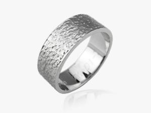 18K白K金錘紋實心戒指 1.78錢 國際圍14號