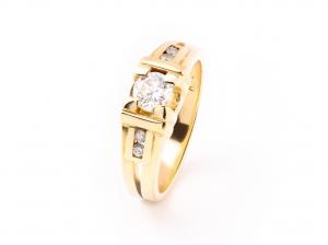 14K金古典單鑽35分鑽戒(放大款) 0.07ct/4p #8