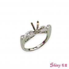 18K白K金鑽石戒台 國際戒圍10.5號