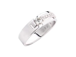 14K白K金金極簡男鑽戒