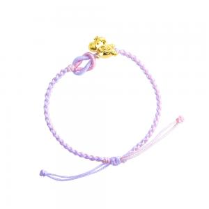 5D黃金馬年開運手鍊0.08錢-粉紫款