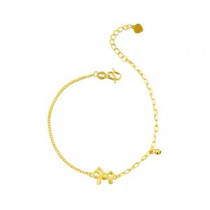 5G黃金蝴蝶結馬造型手鍊 0.99錢 17+2CM