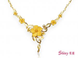 黃金結婚花形套鍊 10.28錢 38CM
