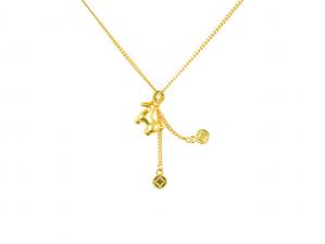 5G黃金霧面生肖馬套鍊 2.41錢 42+2.5CM