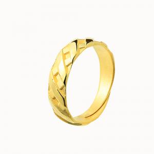 黃金對戒男戒 1.97錢 格紋款