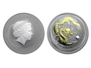 2012澳洲生肖龍銀幣1盎司（系列II-鍍金版）