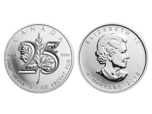 2013加拿大楓葉銀幣1盎司25週年紀念版