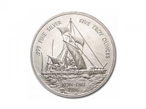 1986薩摩亞康提基號銀幣5盎司