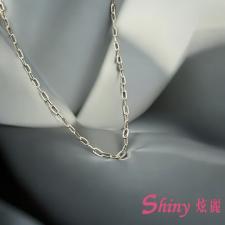 S925項鍊壓紋扁圈銀鏈 45cm