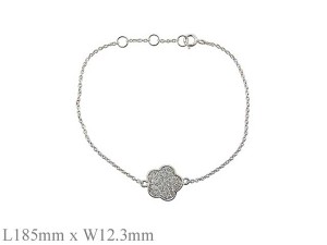 925純銀花造型水晶手鍊 19+2cm