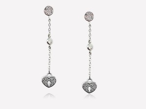 925純銀耳環-垂墜心型