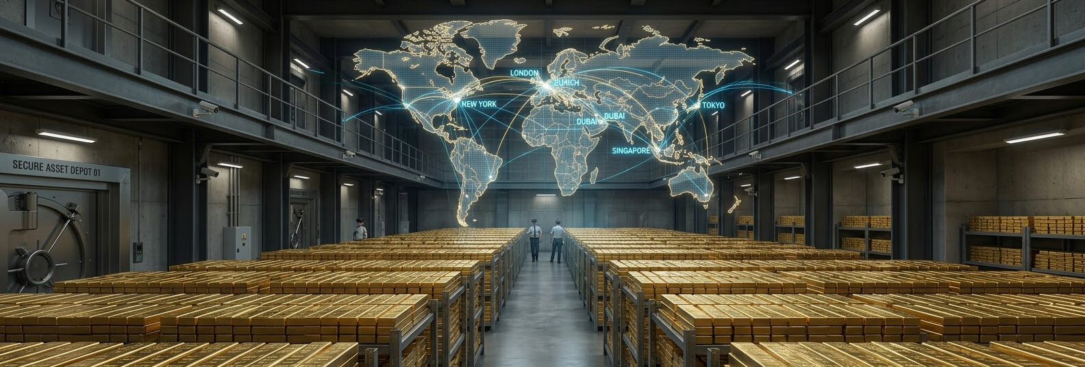 全球央行金庫與地緣政治避險示意圖