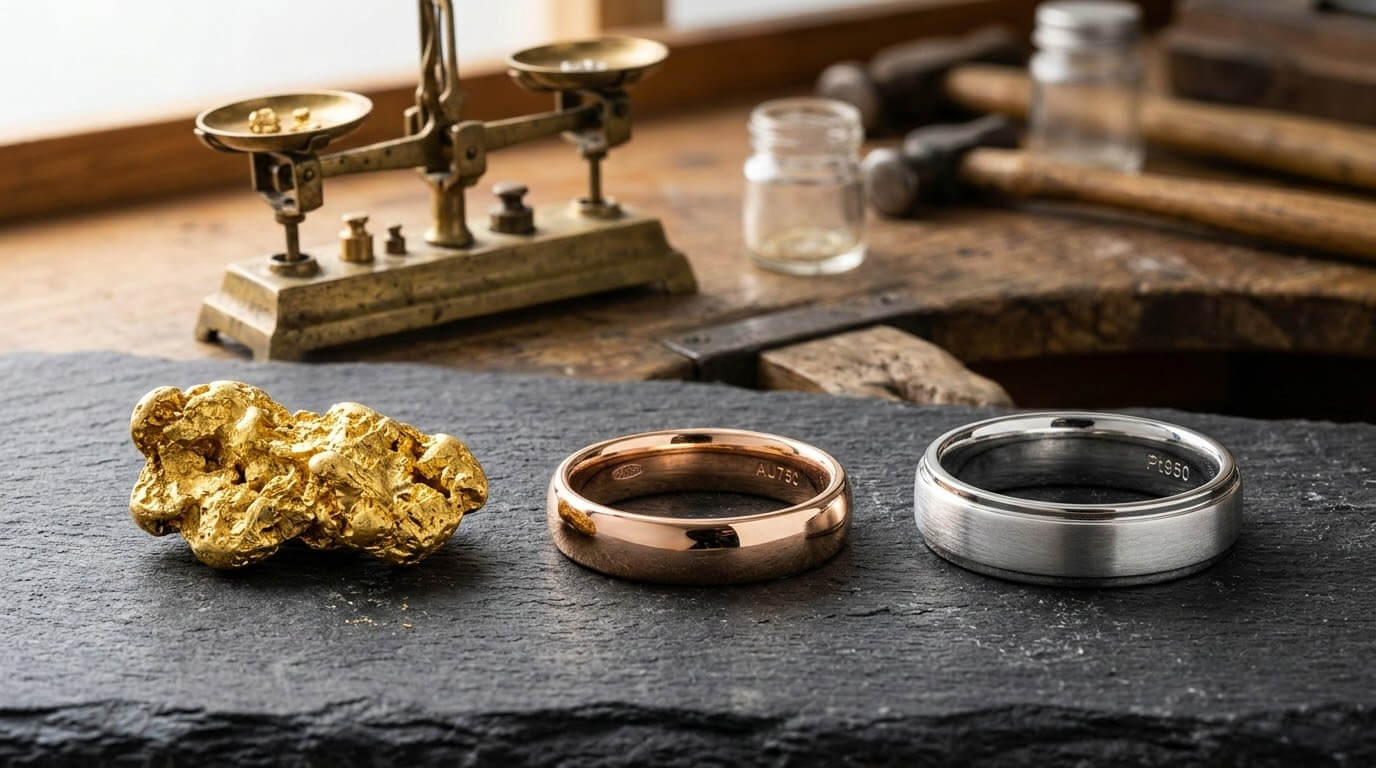 玫瑰金、白K金與鉑金材質對比