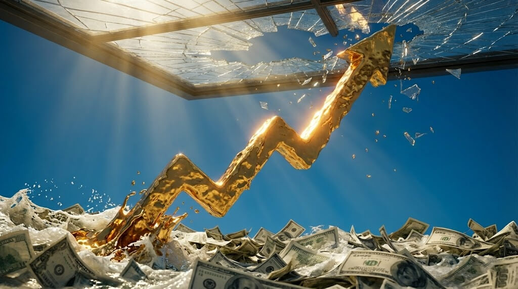 黃金圖表箭頭突破美元玻璃天花板
