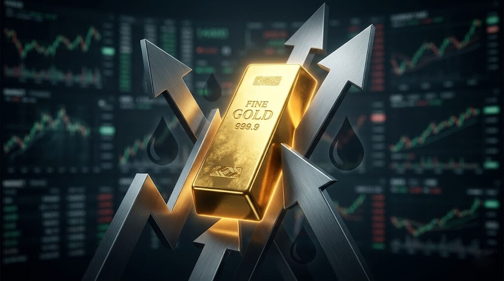 通膨升溫與實質利率攀升對國際金價影響之概念圖