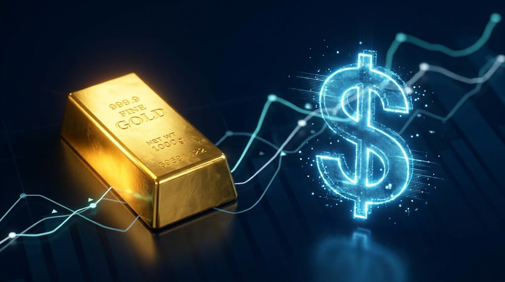 國際金價與美元指數走勢概念圖