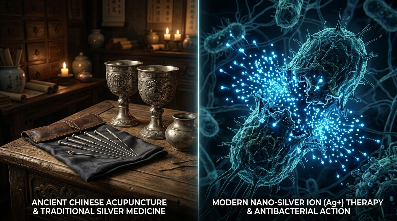 古代銀針與現代銀離子抗菌對比圖